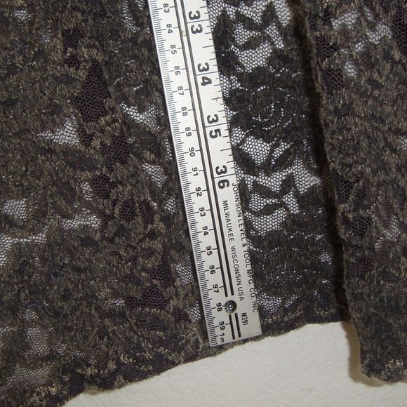 NWT T-PARTY Black Brown Long Line Waterfall Front Lace Accent Cardigan Size 1X - Picture 6 of 12